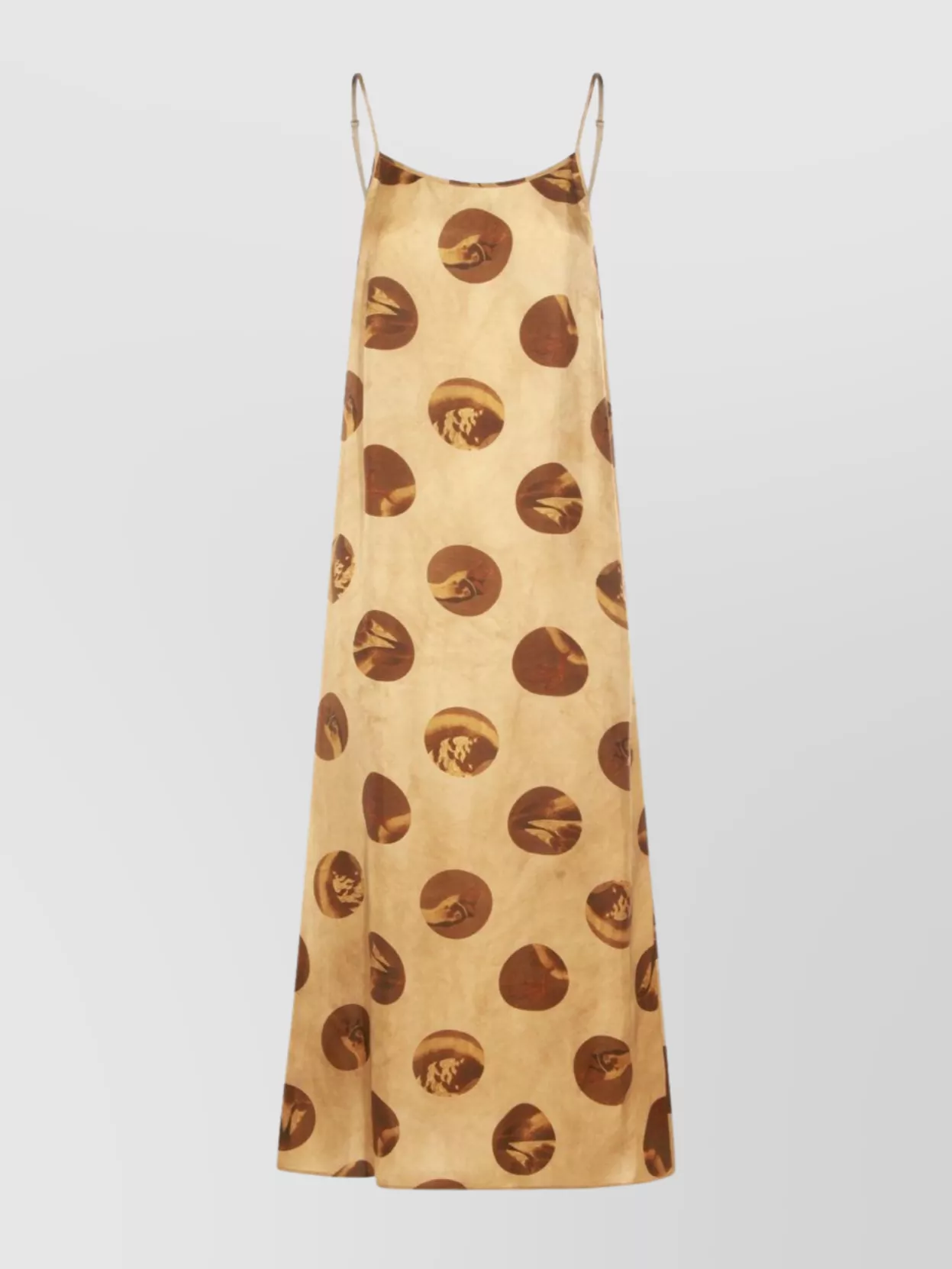 Uma Wang Anaya Brown Sleeveless Dress With Round Neck And All-over Motif In Viscose Blend Woman In Neutral