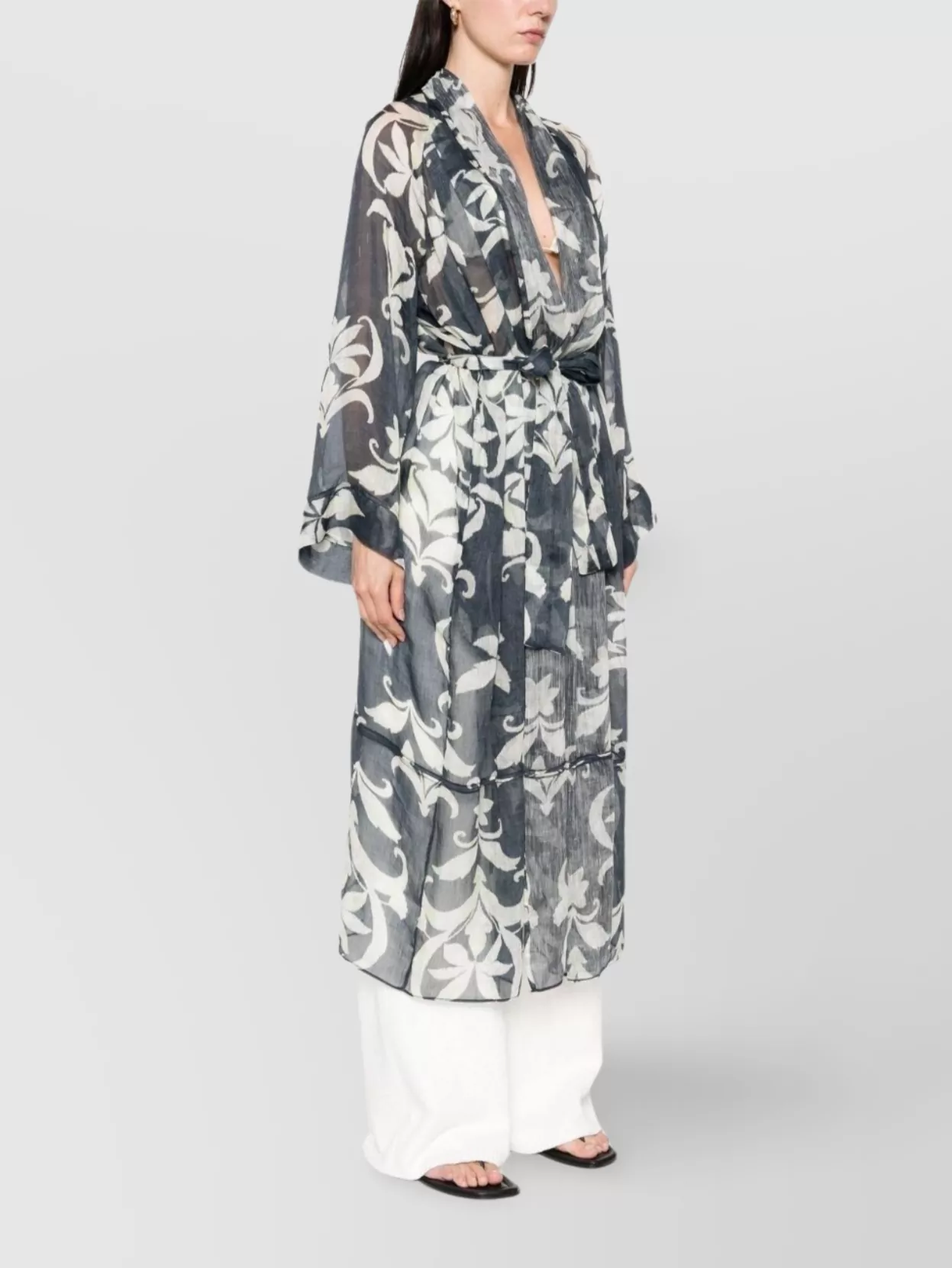 FORTE FORTE PRINTED LINEN AND SILK GOWN