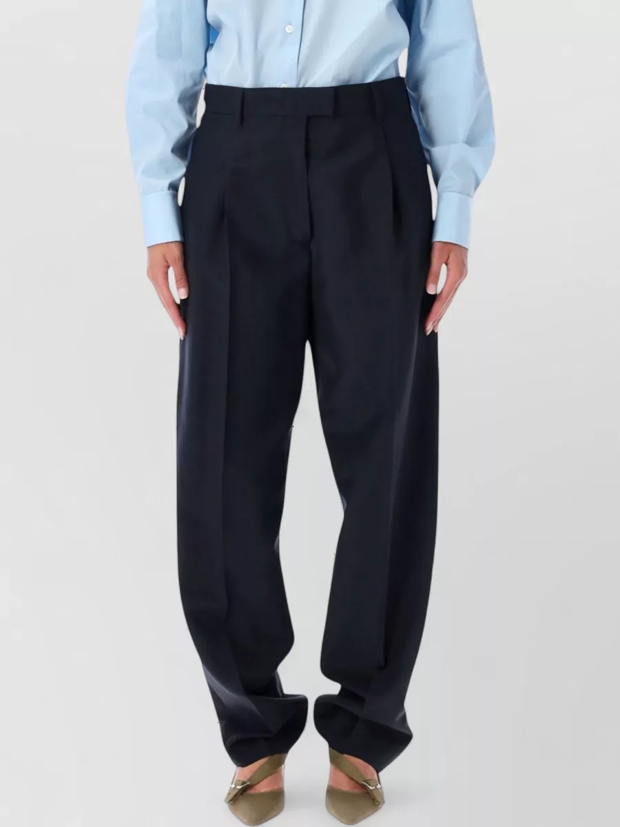Prada wool mohair pleated high-rise wide-leg trousers