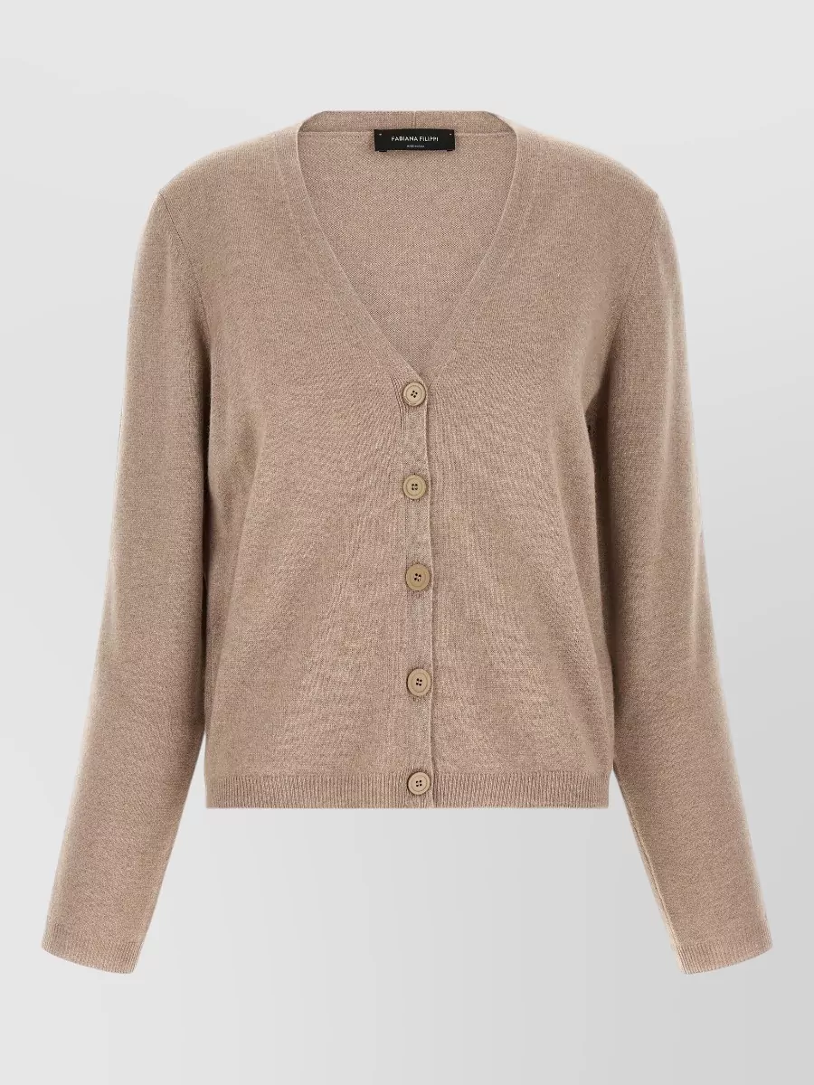 Fabiana Filippi wool silk cashmere v-neck ribbed cardigan