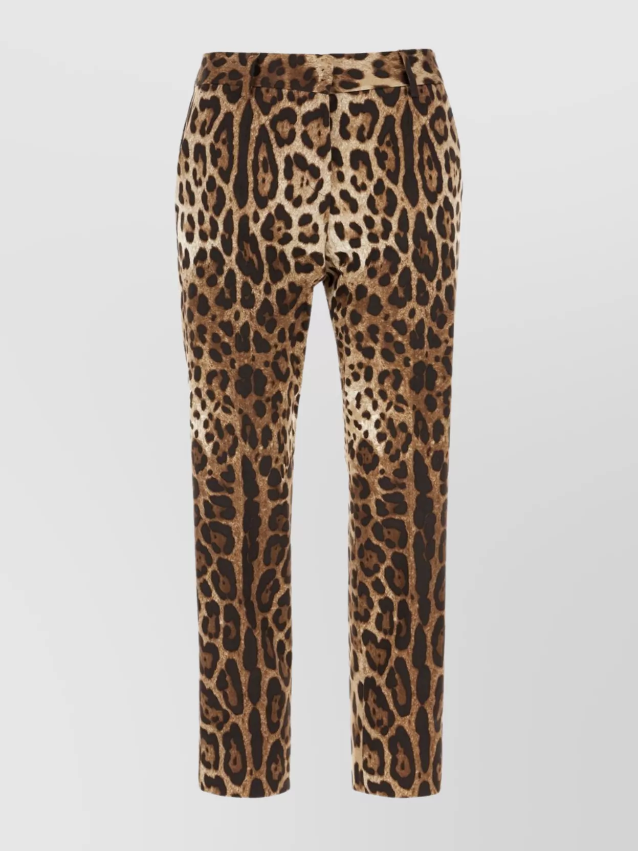 Dolce & Gabbana Animal Print Cotton Blend Trousers In Brown