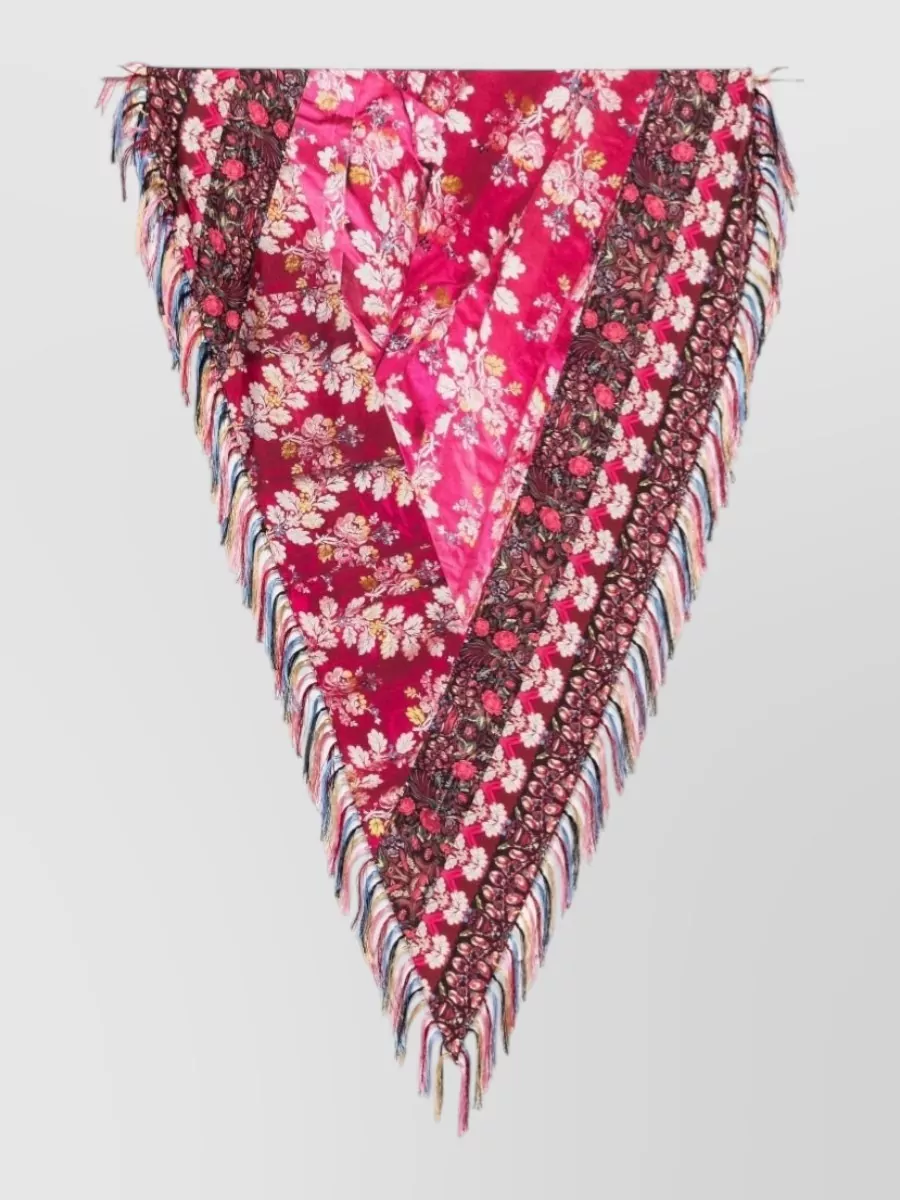 Pierre Louise Mascia Floral-Print Fringed Silk Scarf