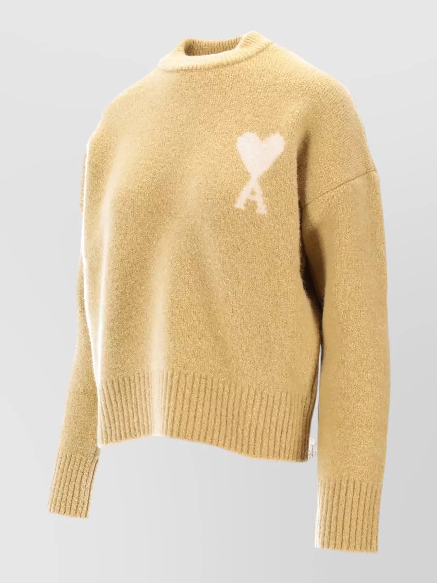 Ami Paris Crew Neck Sweater Heart Motif Emblem