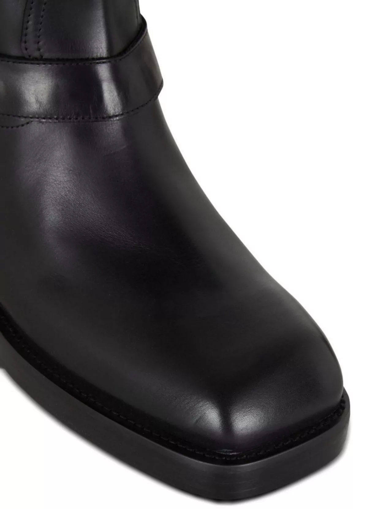 Balmain Square Toe Ankle Strap Boots With Pull Tabs