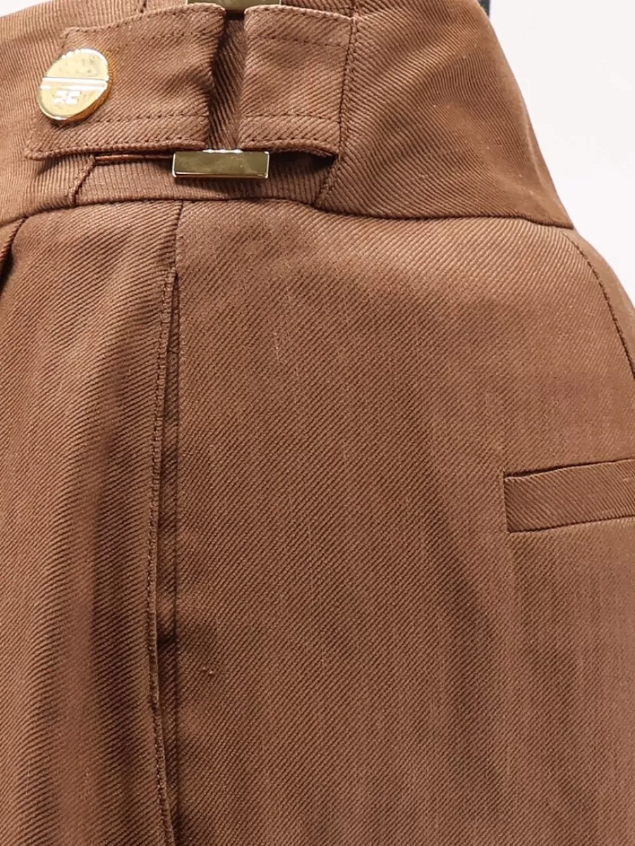 Elisabetta Franchi Linen Blend Pleated Cropped Shorts