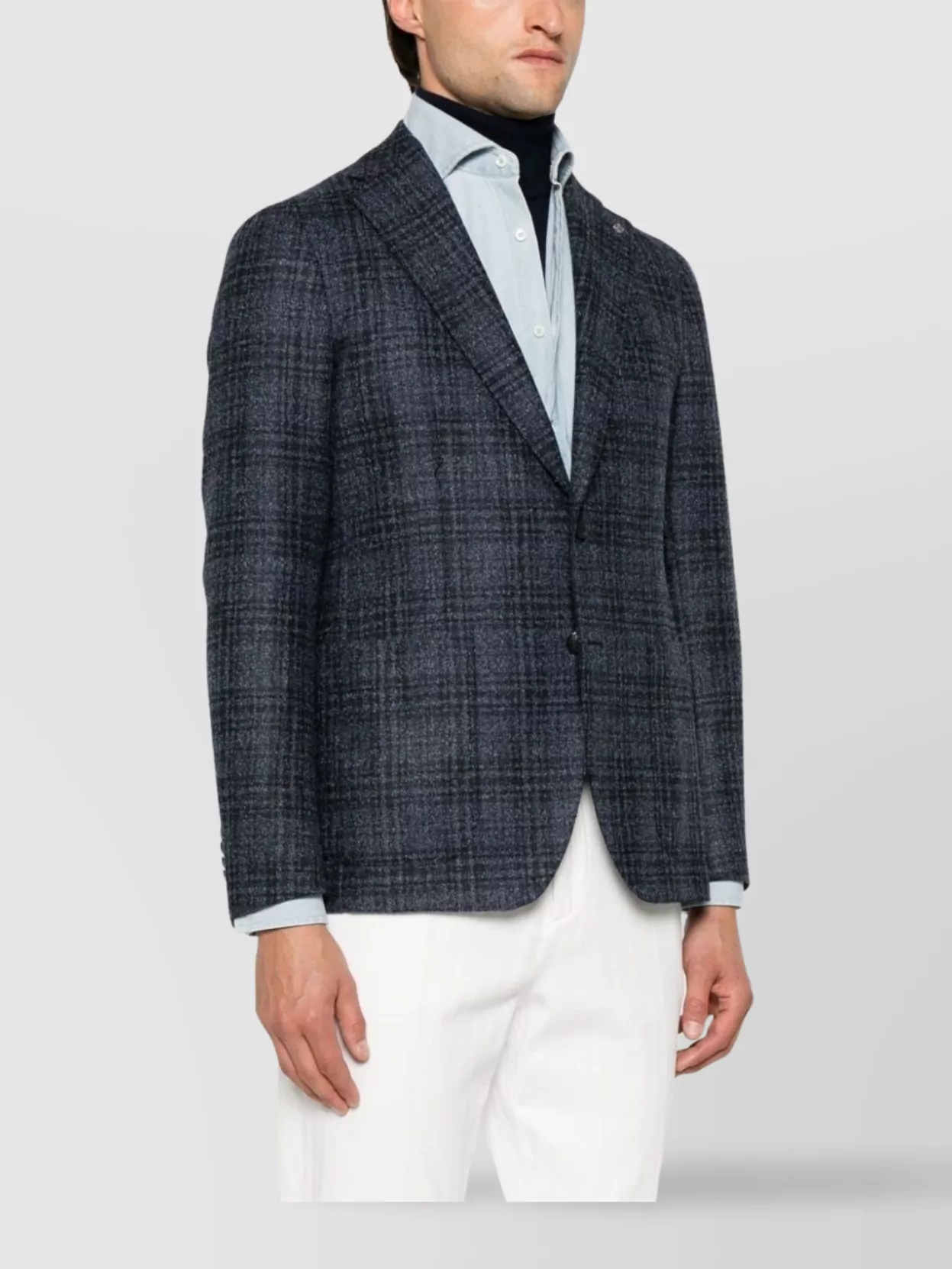 Shop Tagliatore Monte Carlo Tweed Wool Jacket With Brooch In Blue