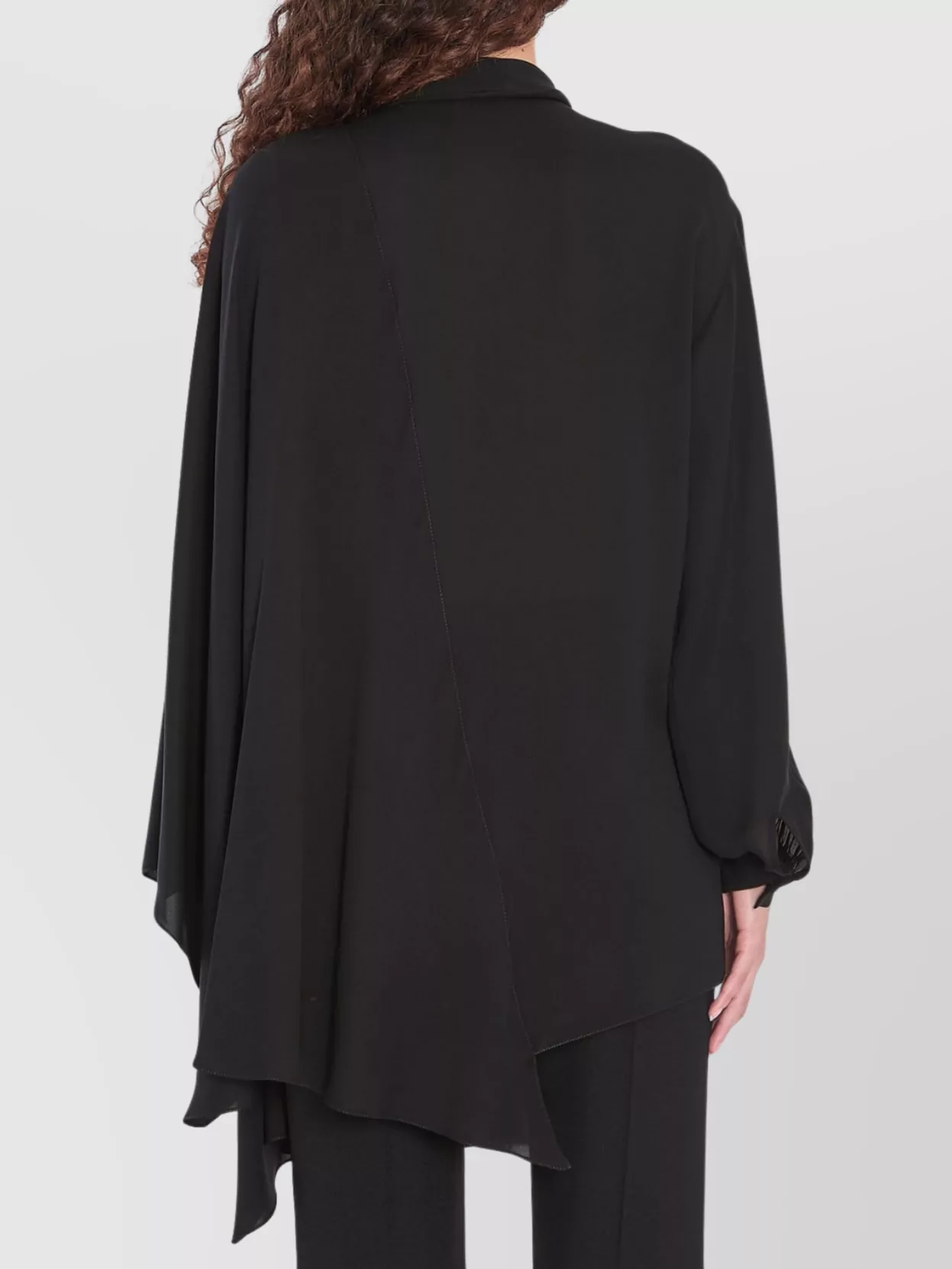 Balenciaga Black Blouse With Pussybow Collar And Asymmetric Design In Silk Woman In Black