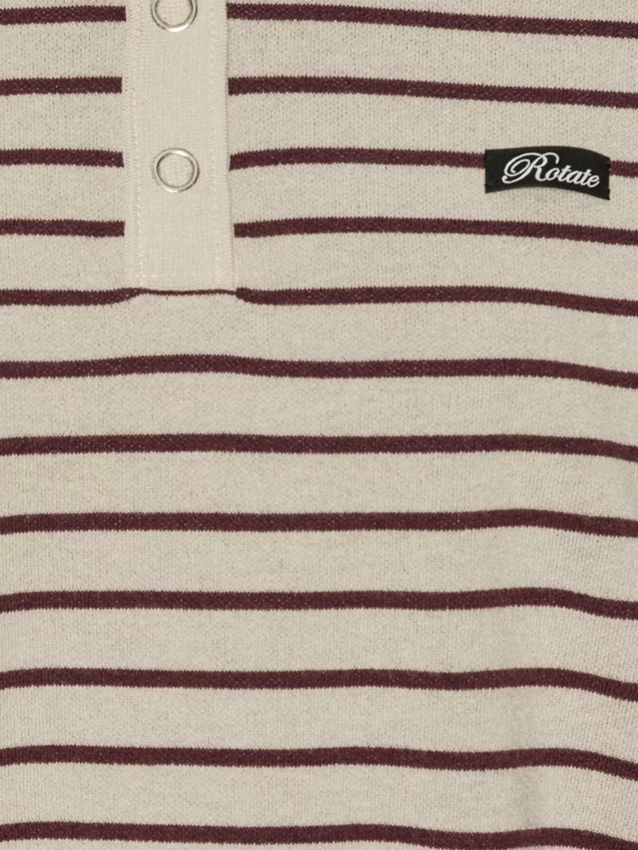 Rotate Striped Knit Polo Top