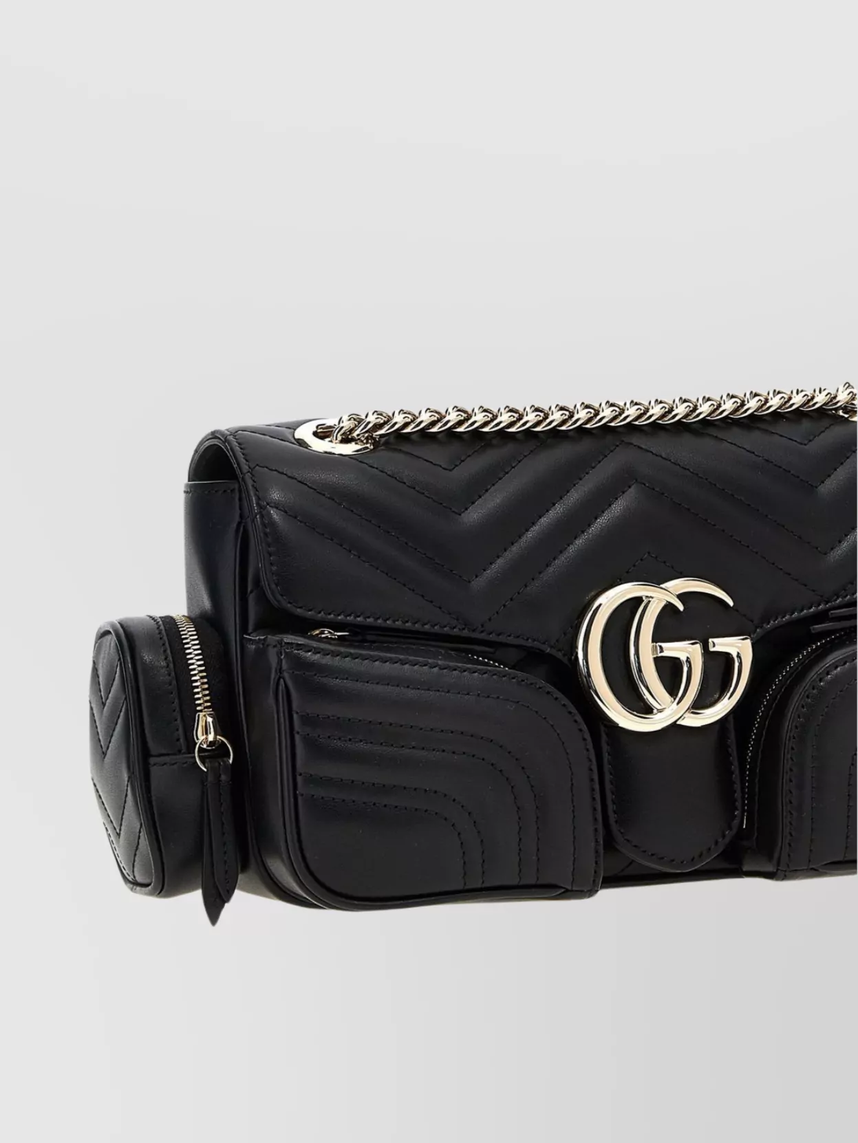 Gucci Small Shoulder Bag With Chain Strap And Chevron Pattern