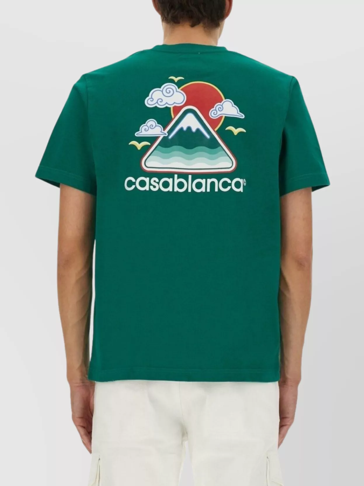 Casablanca Mens Montagne Ondulee Brand-print Cotton-jersey T-shirt In Green