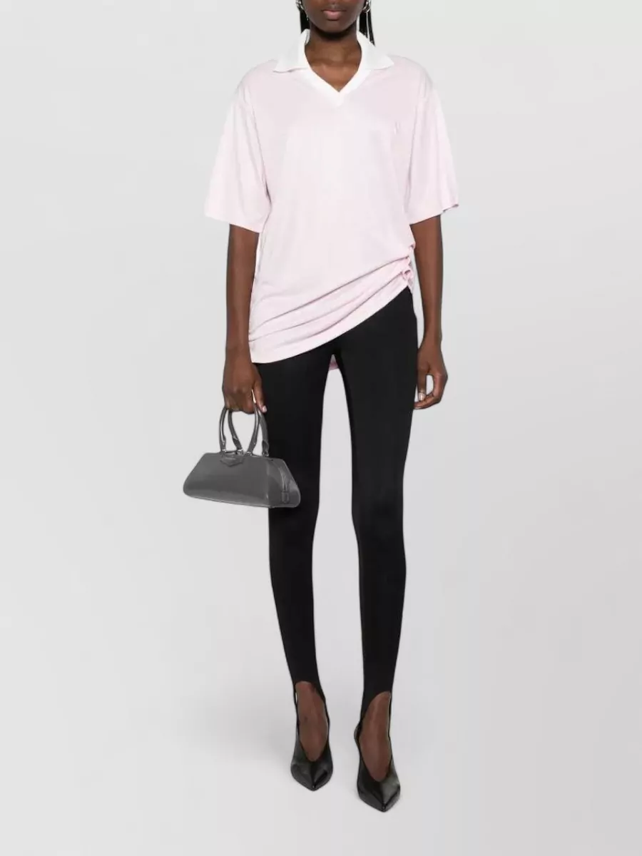 Courrèges Oversized V-Neck Short-Sleeve Polo Top