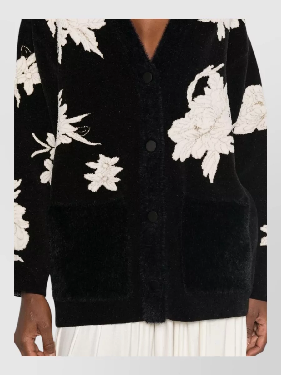 Forte Forte floral-embroidered brushed v-neck cardigan