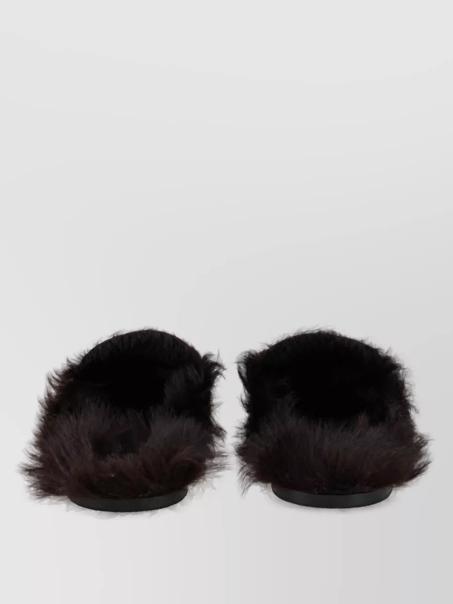 Gucci Leather Shearling-Trim Slippers
