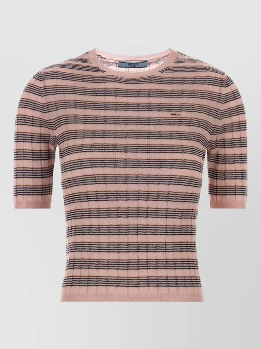 Prada Cashmere Silk Embroidered Knit T-Shirt