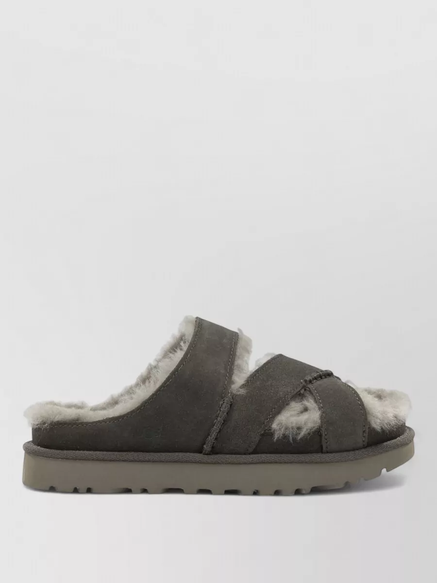 Ugg suede leather cross strap slide sandals