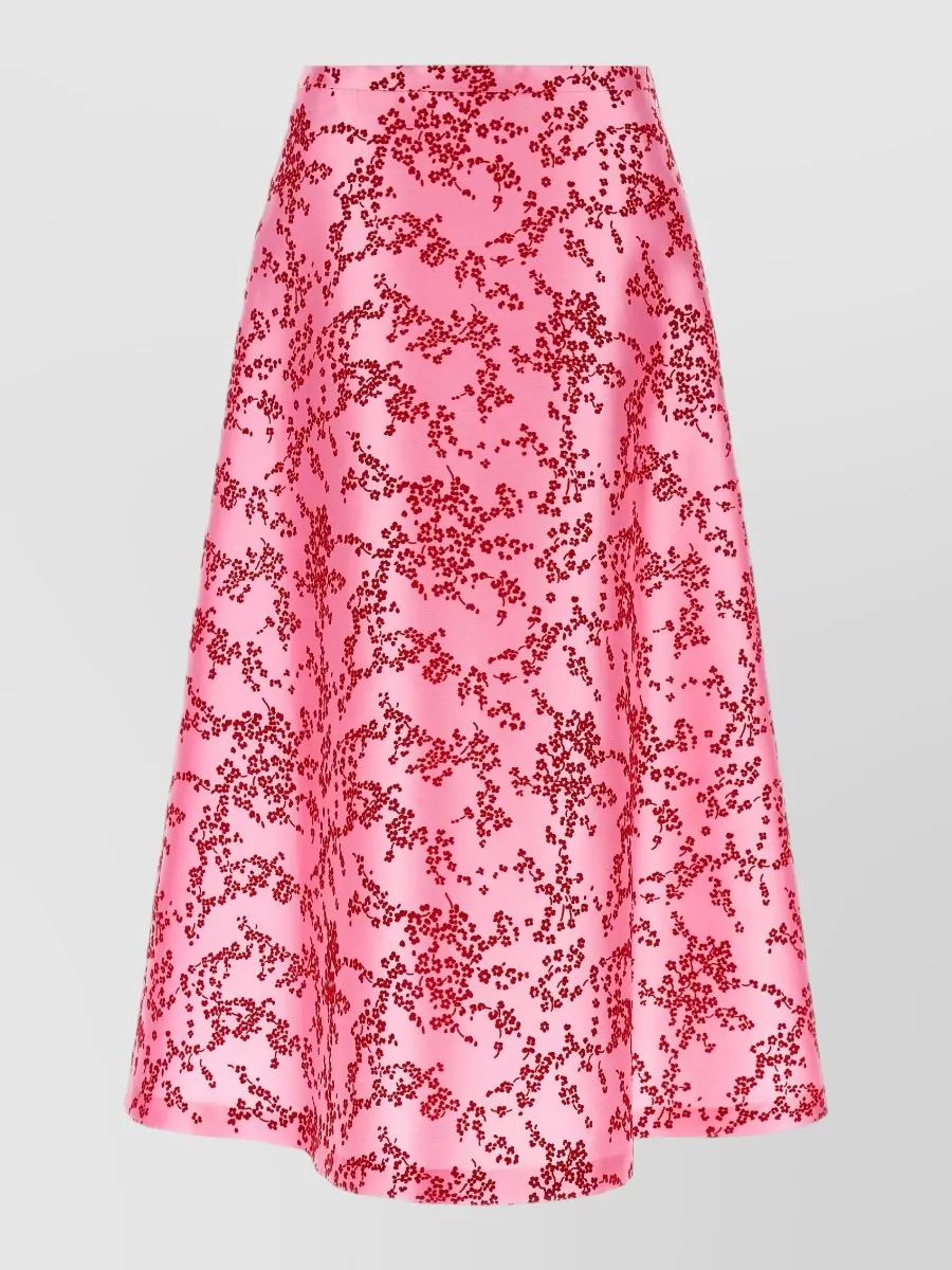 Alberta Ferretti silk-blend floral-print midi a-line skirt