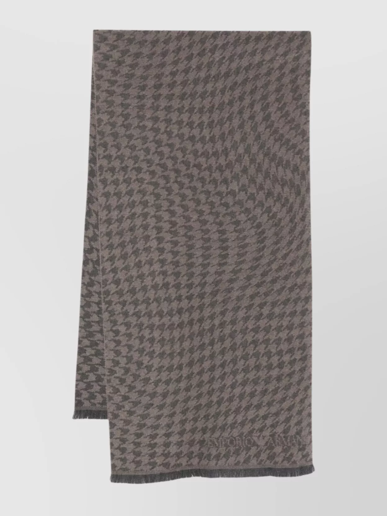 Emporio Armani Soft Wool Scarf Featuring Fringed Edges In Gray