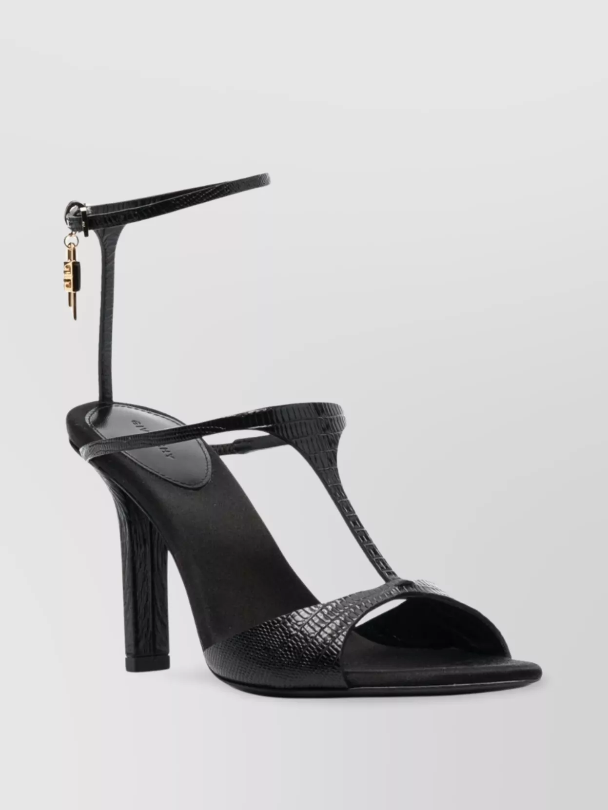 Shop Givenchy Embossed Leather Heel Sandals In Black