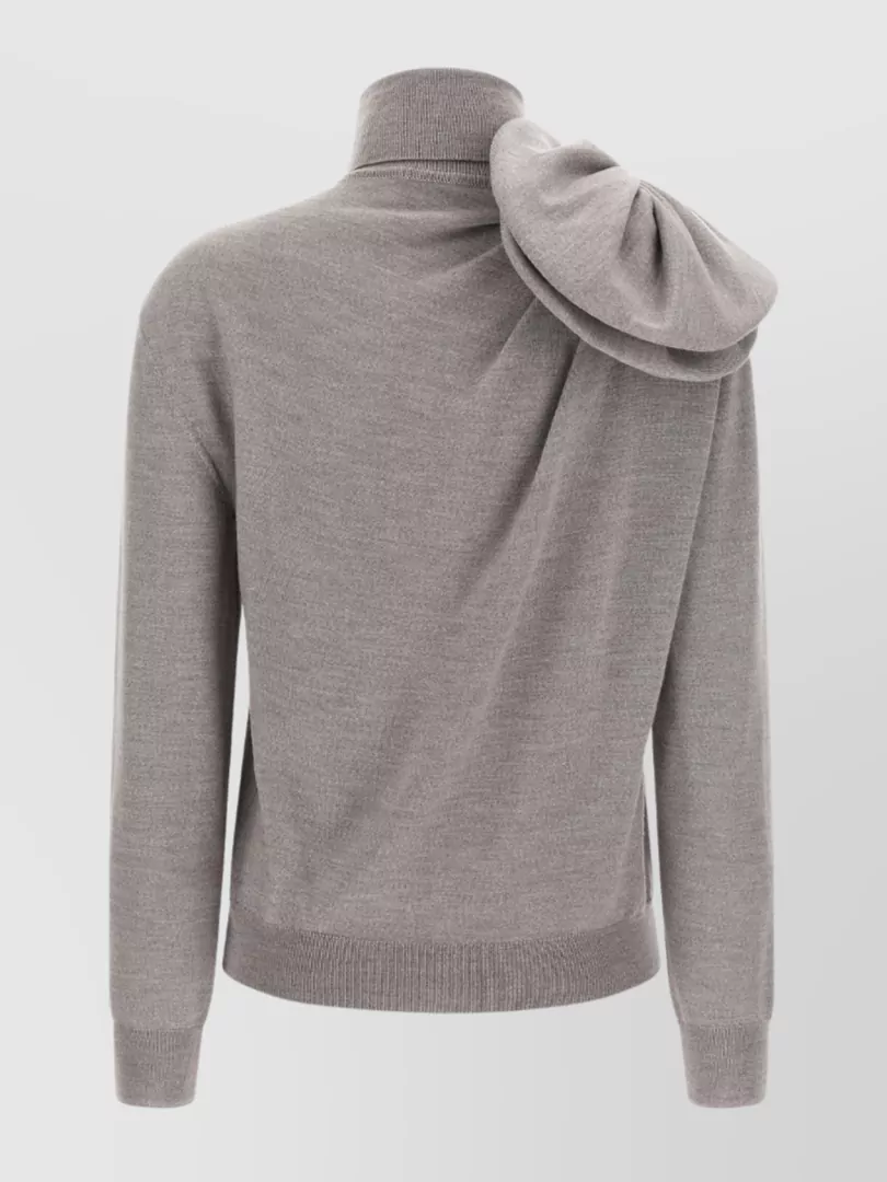 Moschino Floral Design Knit Sweater Turtleneck In Gray