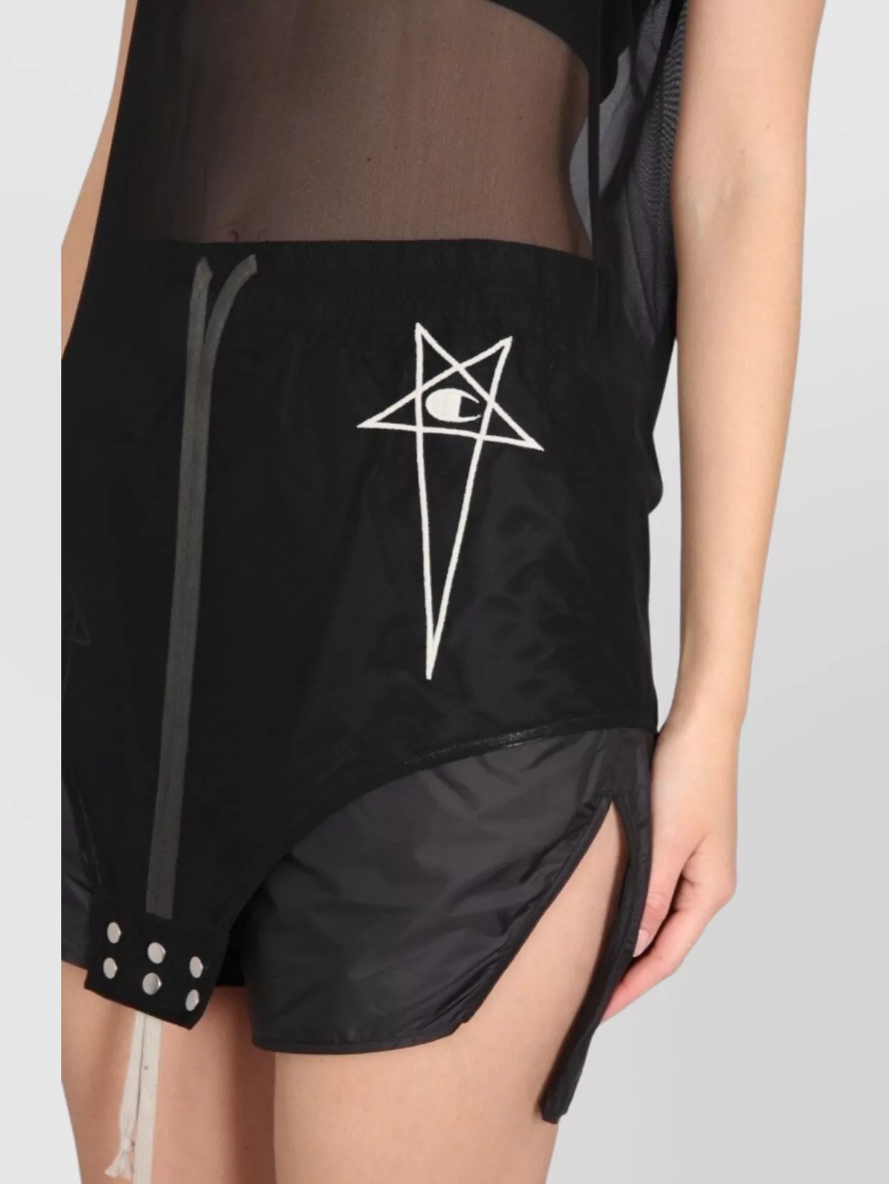 Rick Owens Sheer Mesh Sleeveless Round Neck Top