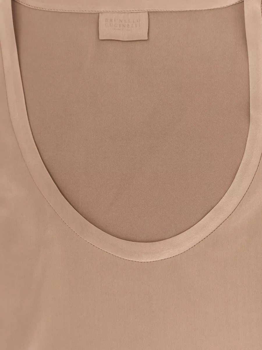 Brunello Cucinelli Stretch Silk Satin Sleeveless Tank Top