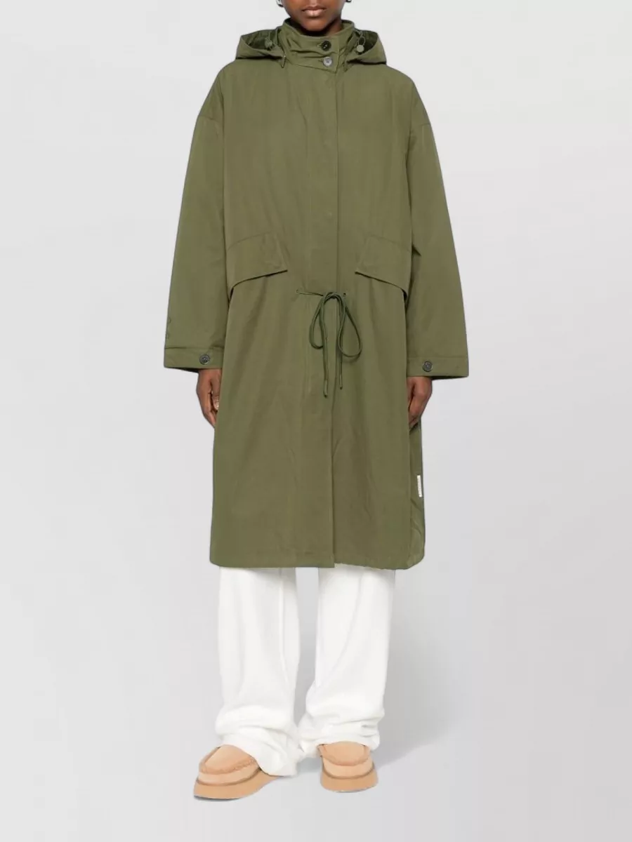 Closed Hooded Cotton Nylon Parka Coat