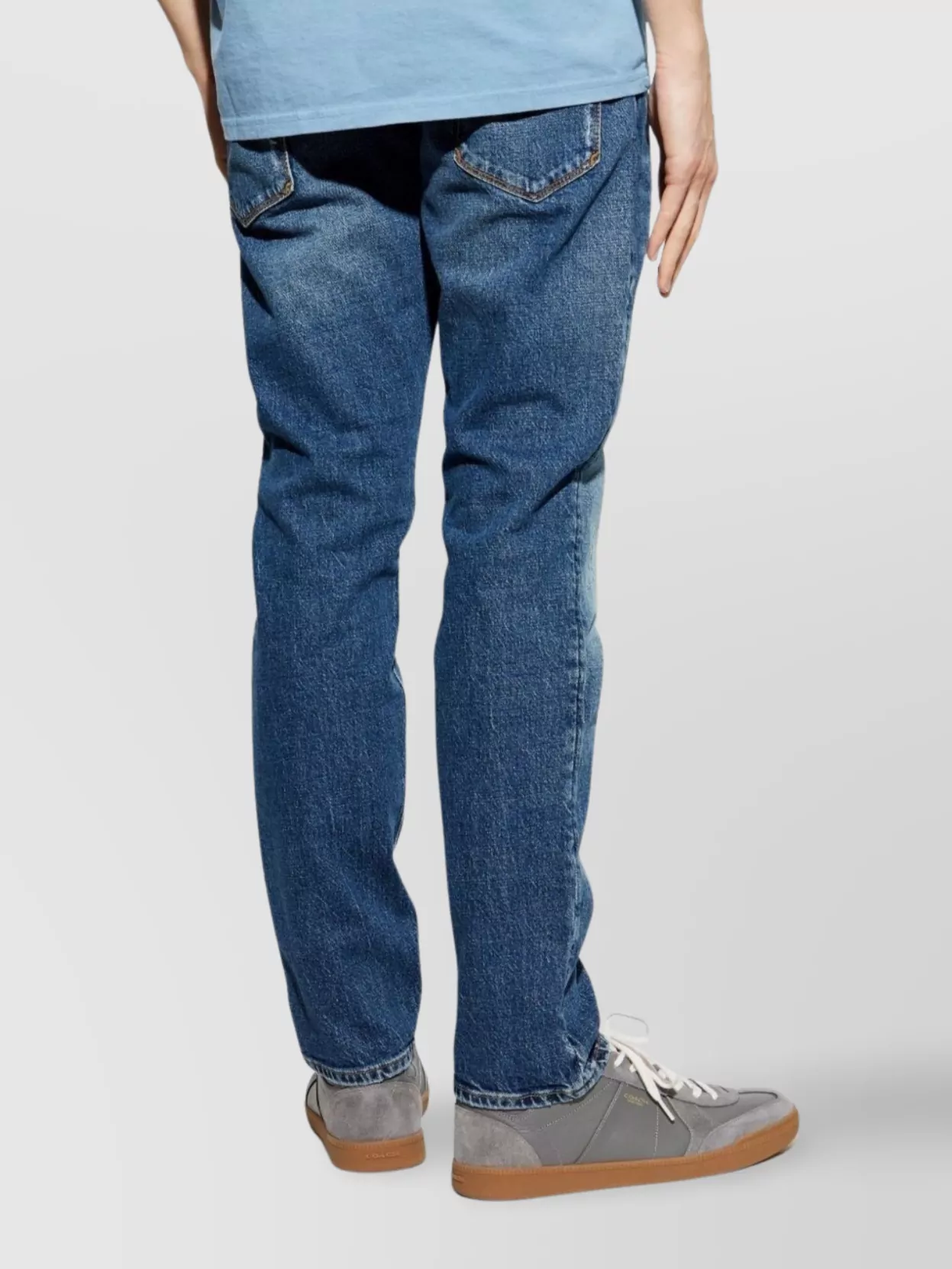 Emporio Armani Distressed Cotton Denim Jeans With Belt Loops