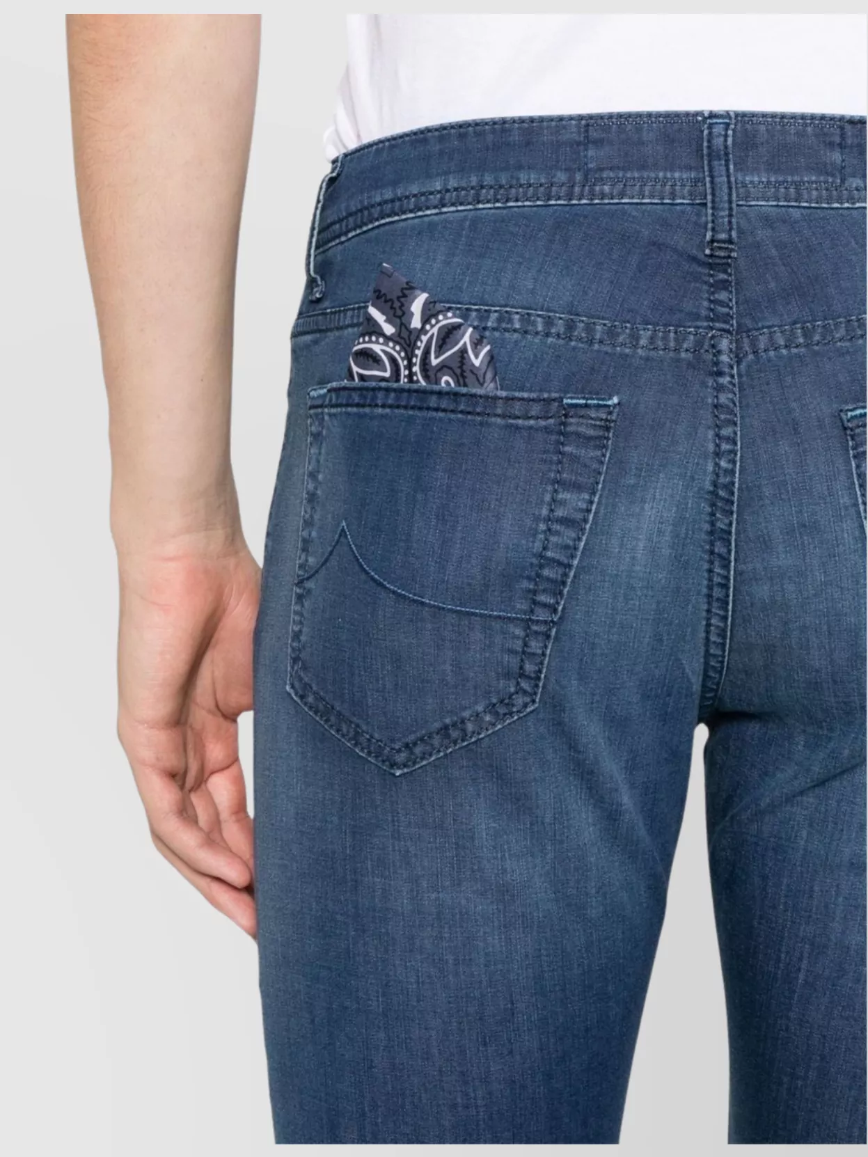 Jacob Cohen Straight Trousers With Belt Loops And Faded Effect