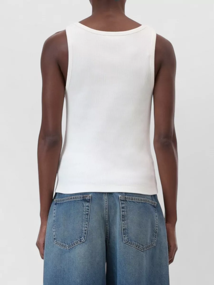 Closed Ribbed Cotton Sleeveless Tank Top