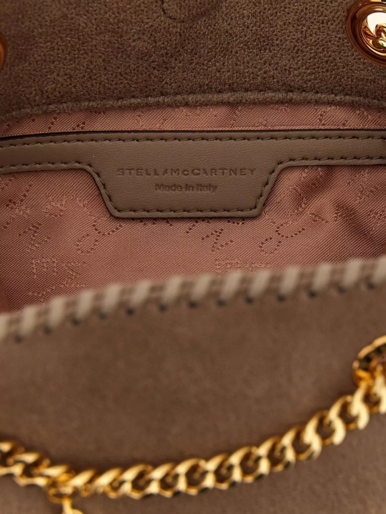 Stella Mccartney Bucket Bag With Chain Strap And Whipstitch Detailing