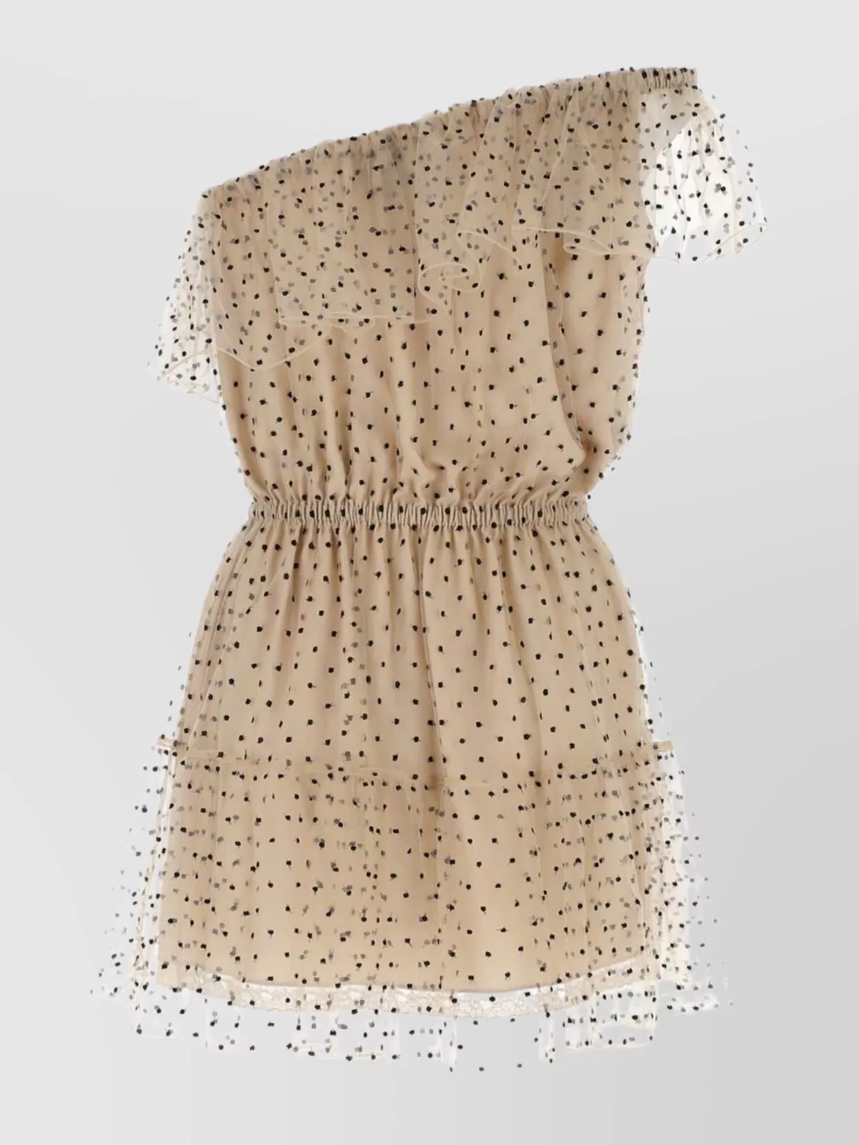 Shop Gucci Polka-dot One-shoulder Ruffled Mini Dress