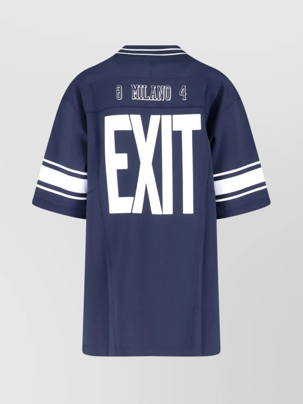 Dolce & Gabbana Number Print Short Sleeve Top With Striped Collar In Blue