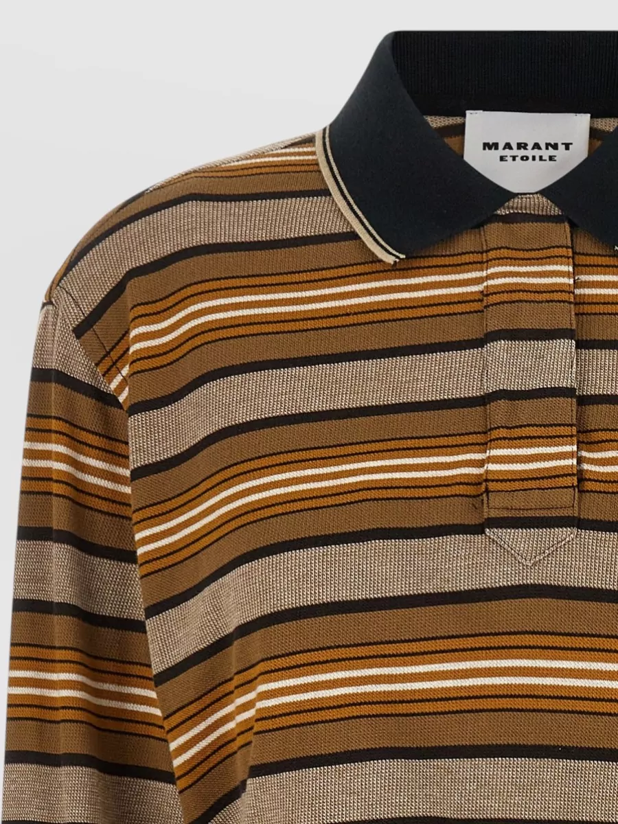 Isabel Marant Etoile Striped Long-Sleeve Polo Mini Dress