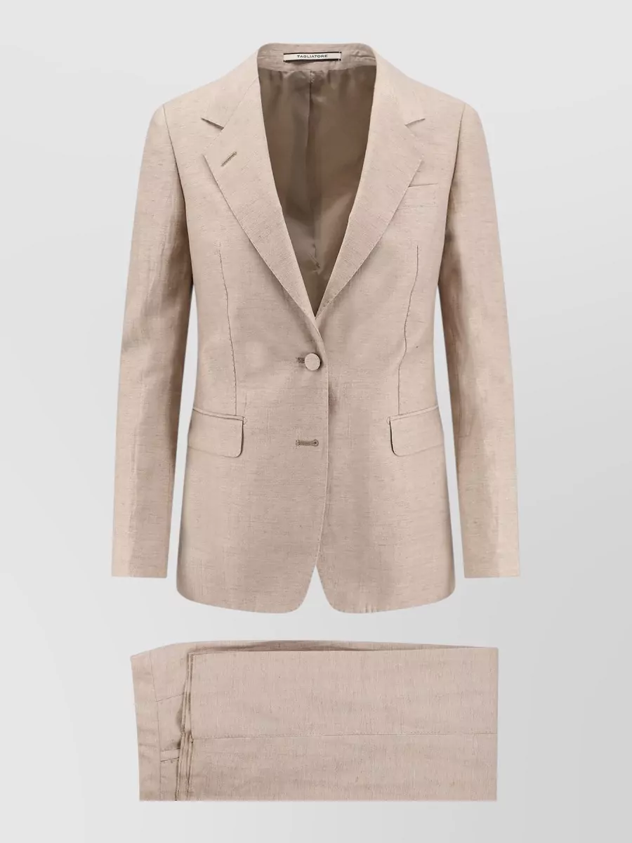 Tagliatore Linen blend single-breasted blazer and wide-leg trouser suit