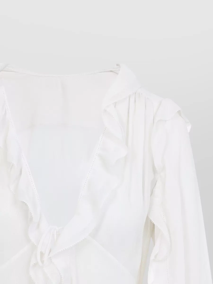 Alberta Ferretti Creponne Shirt Acrylic Silk Blend Ruffles