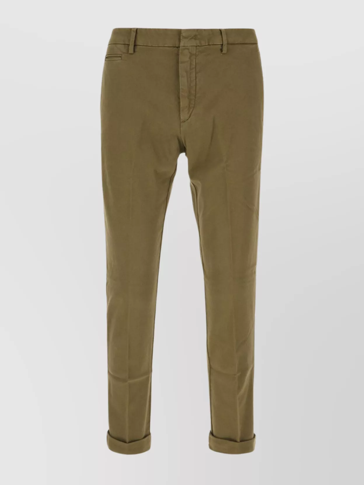 Dondup Trousers With Belt Loops And Rolled Cuffs In Green
