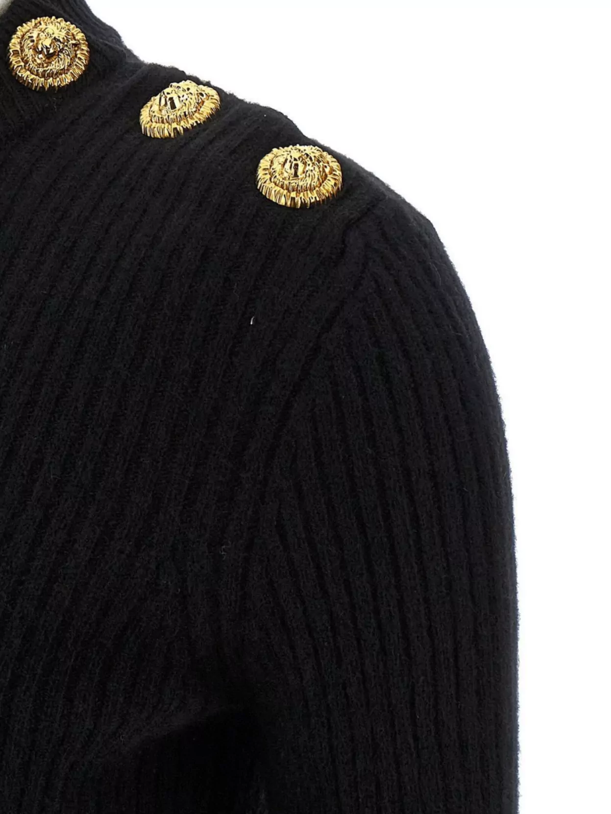 Balmain Eco-cashmere Button Sweater Sweaters And Cardigans Black In Black
