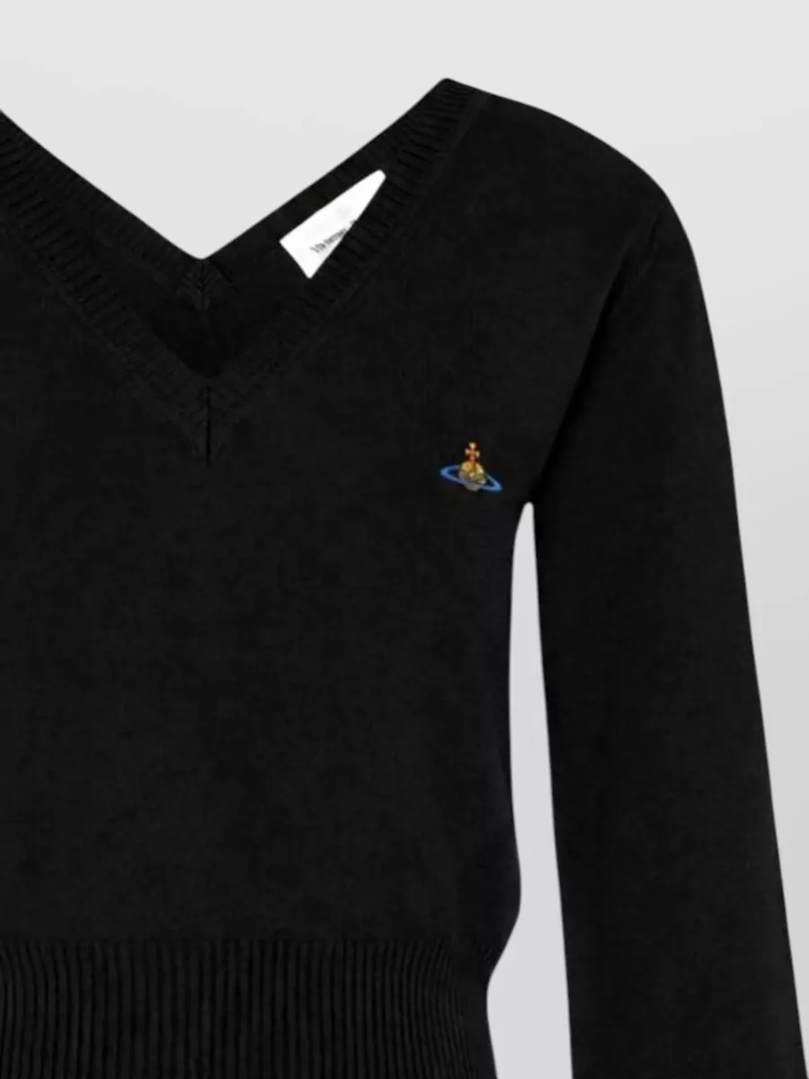 Vivienne Westwood Cashmere Blend Ribbed Cropped V-Neck Sweater