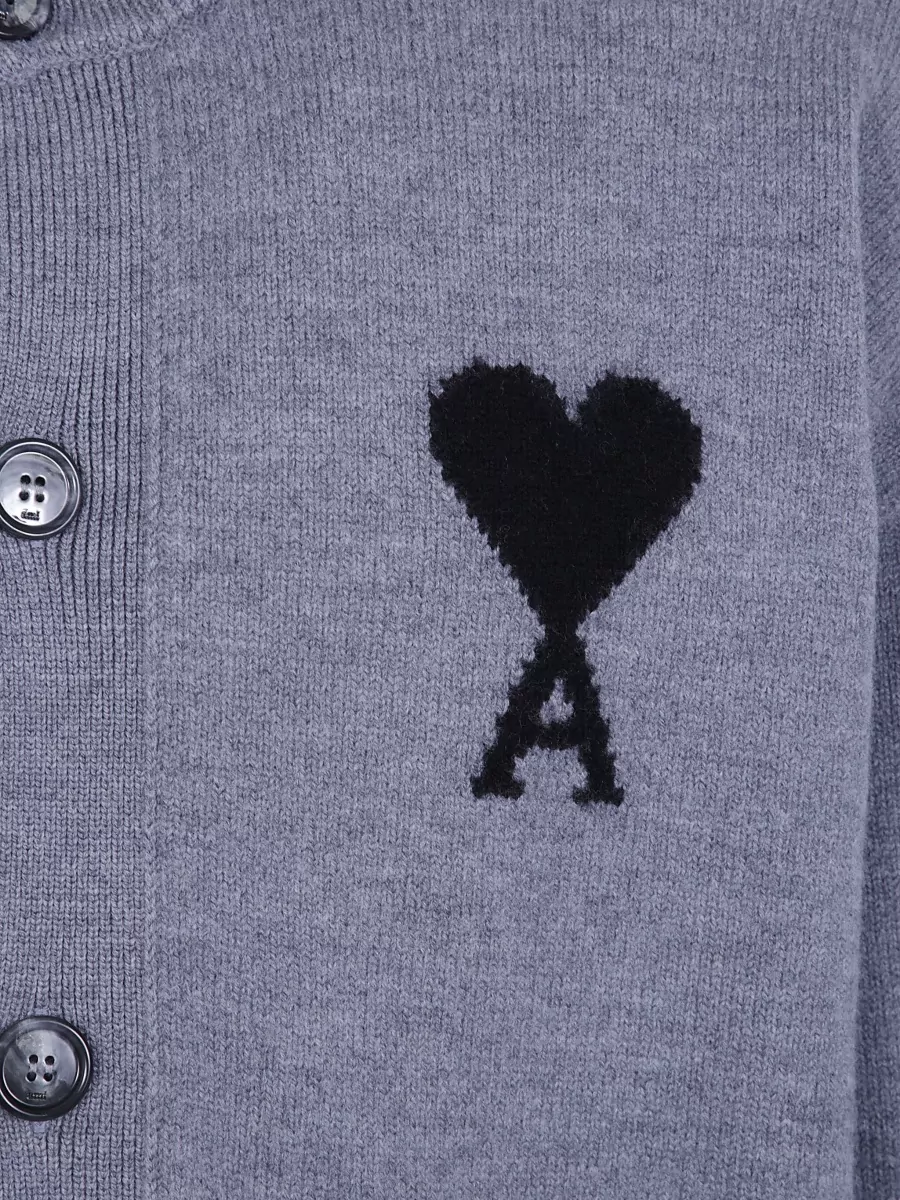 Ami Paris Wool Crewneck Cardigan