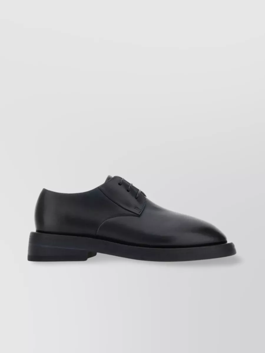 Shop Marsèll Leather Lace-up Shoes With Round Toe And Low Block Heel In Black