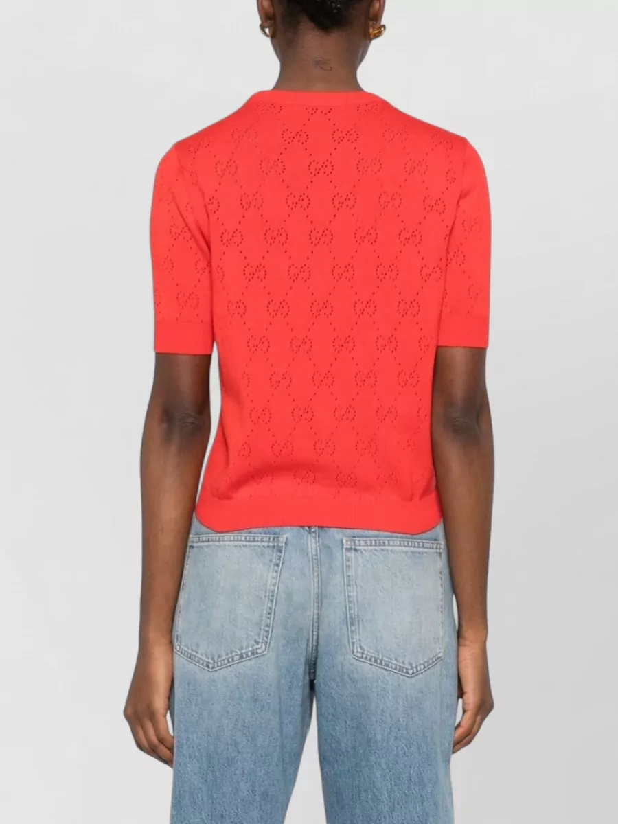 Gucci Silk Knit Short-Sleeve Top