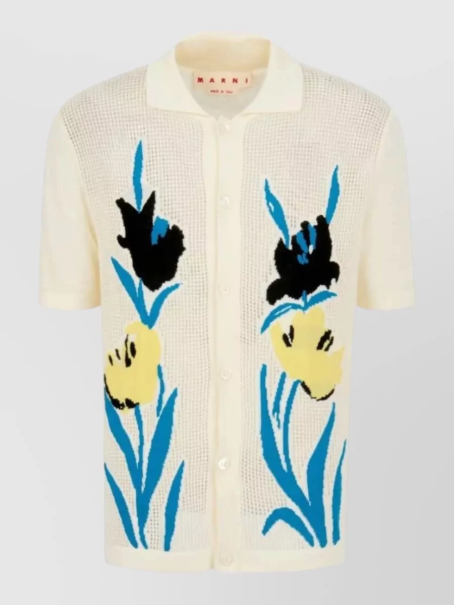Marni Floral knit cotton cardigan