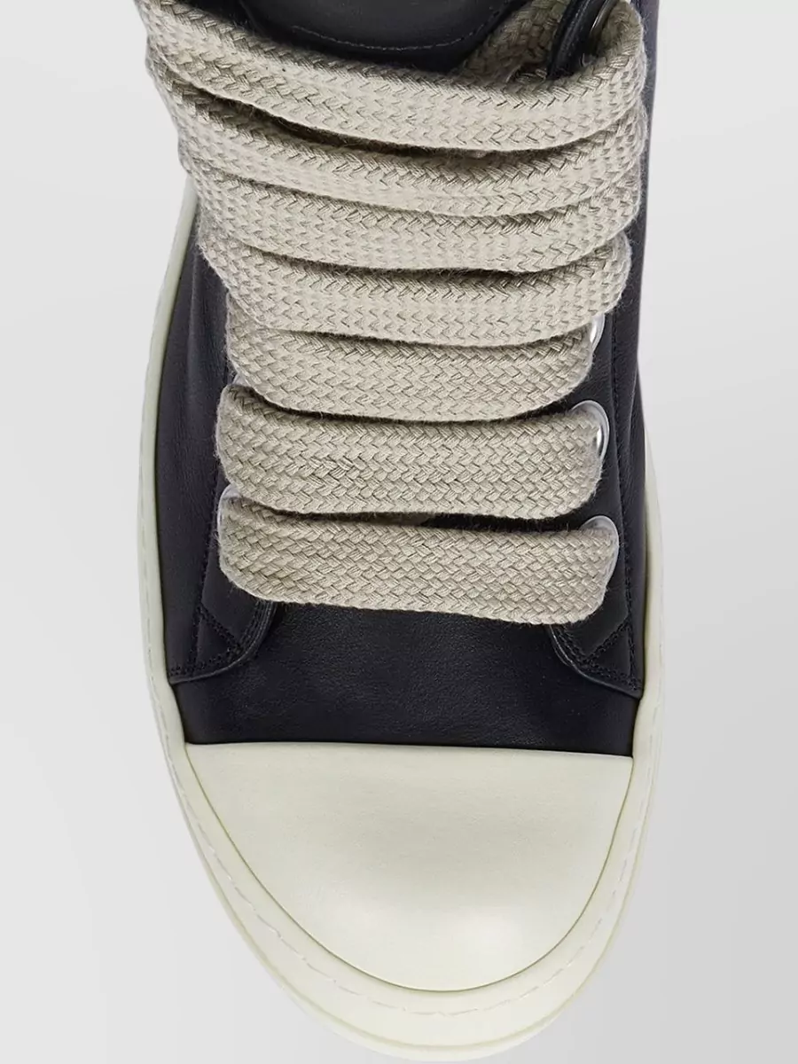 Rick Owens Leather Platform High-Top Sneakers
