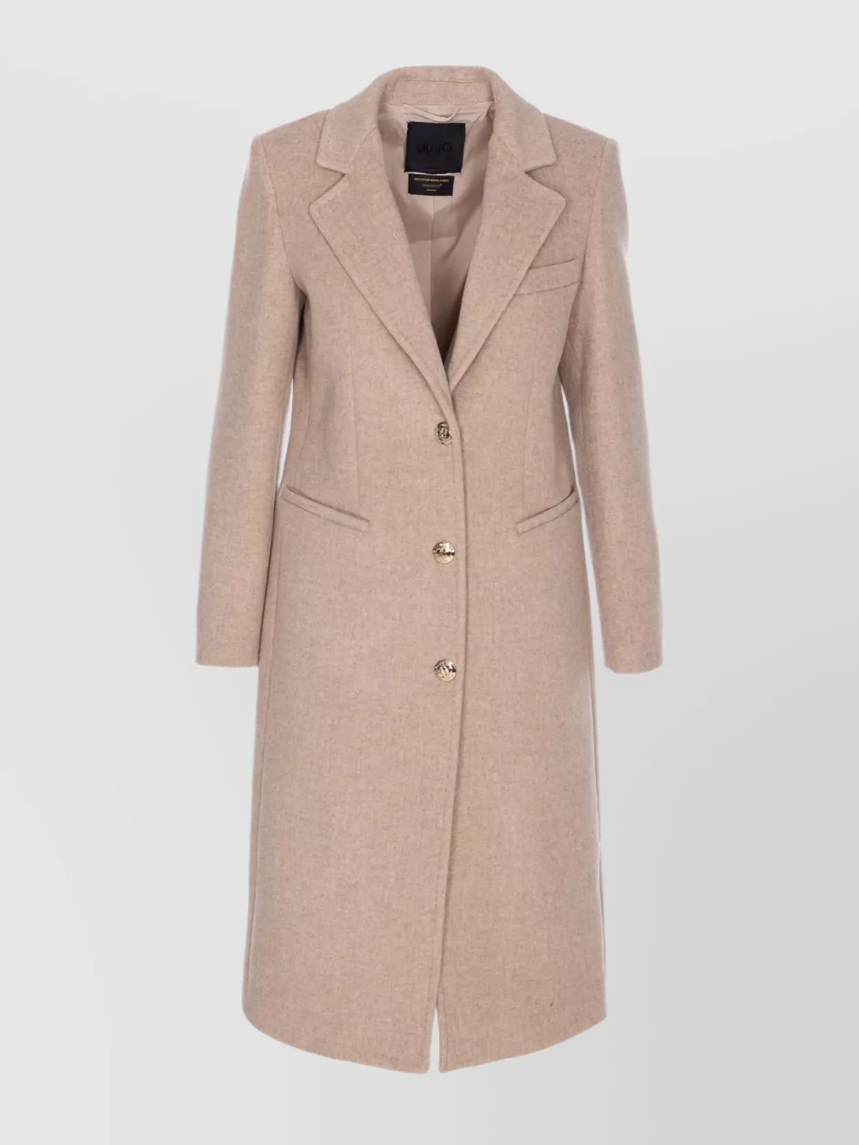 Liu •jo Long Sleeve V-neck Coat With Notch Lapel In Neutral