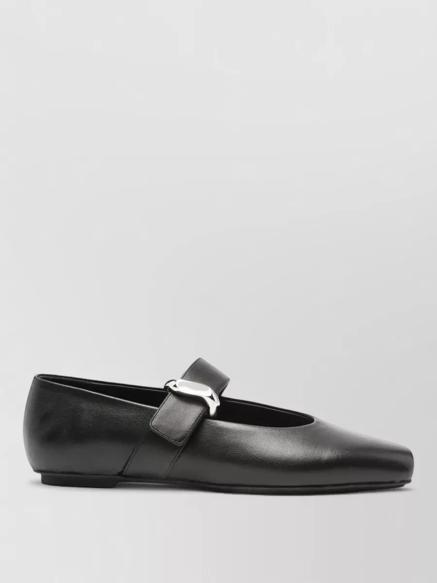 Emporio Armani Leather Square-Toe Ballerina Flats