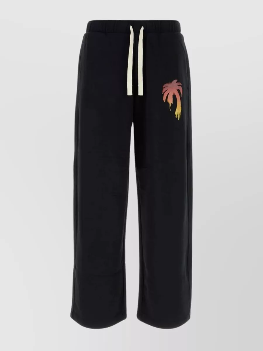 Shop Palm Angels I Love Elastic Waistband Cotton Joggers In Black