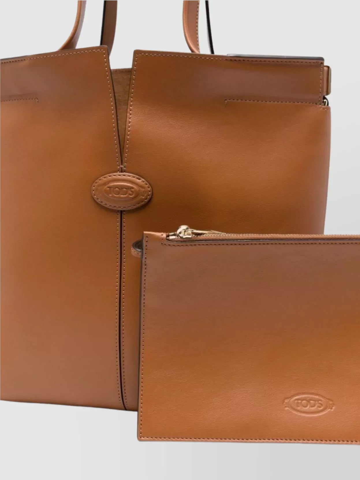Tod's Small Leather Tote Bag With Top Handles In Neutrals