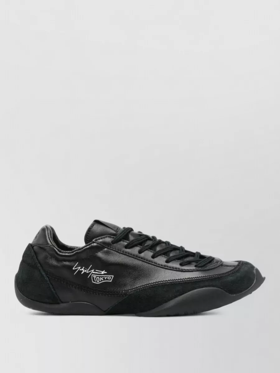 Y-3 leather panelled logo-print lace-up sneakers