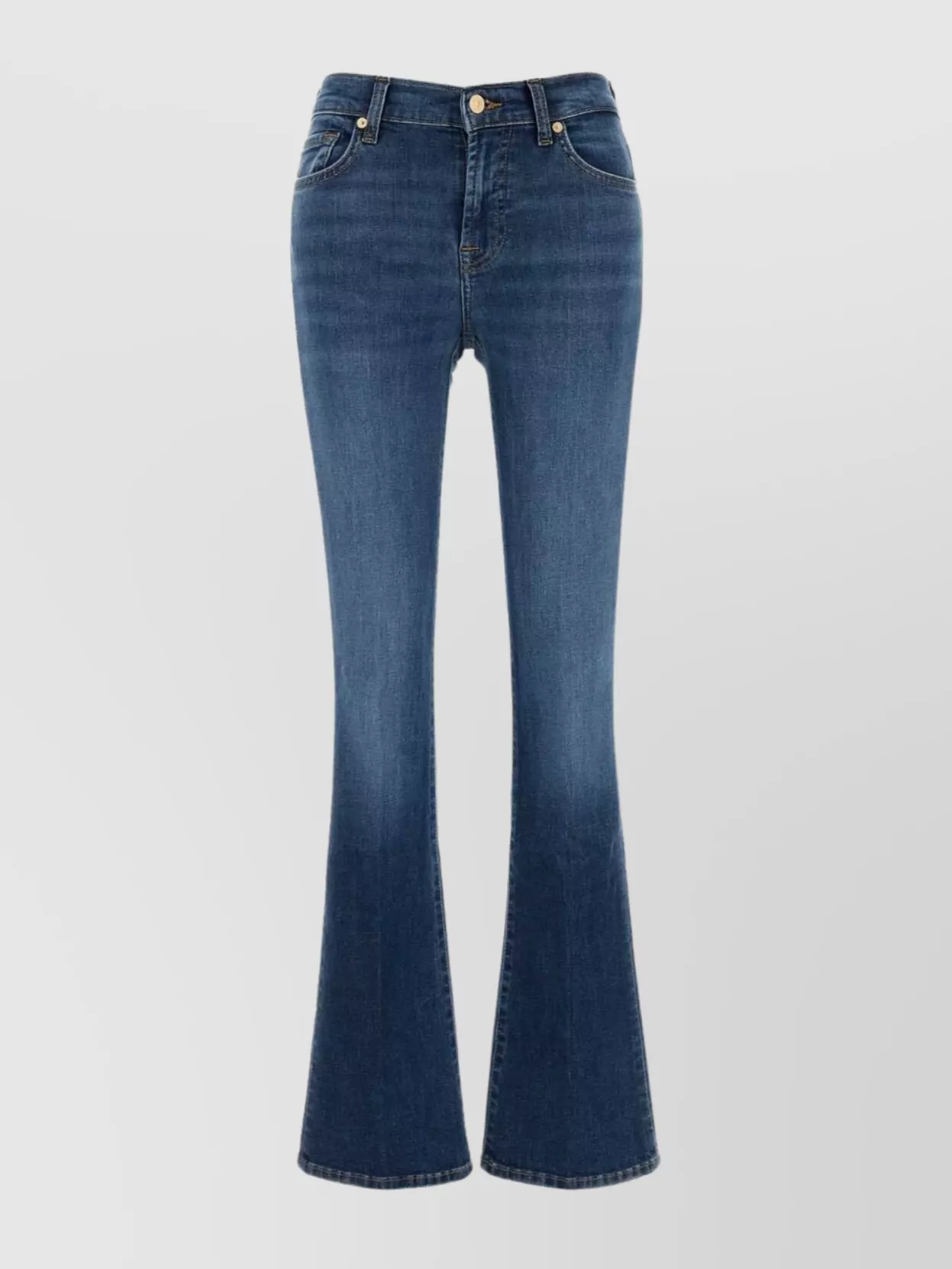 7 For All Mankind Denim Flared Jeans Five Pockets In Blue