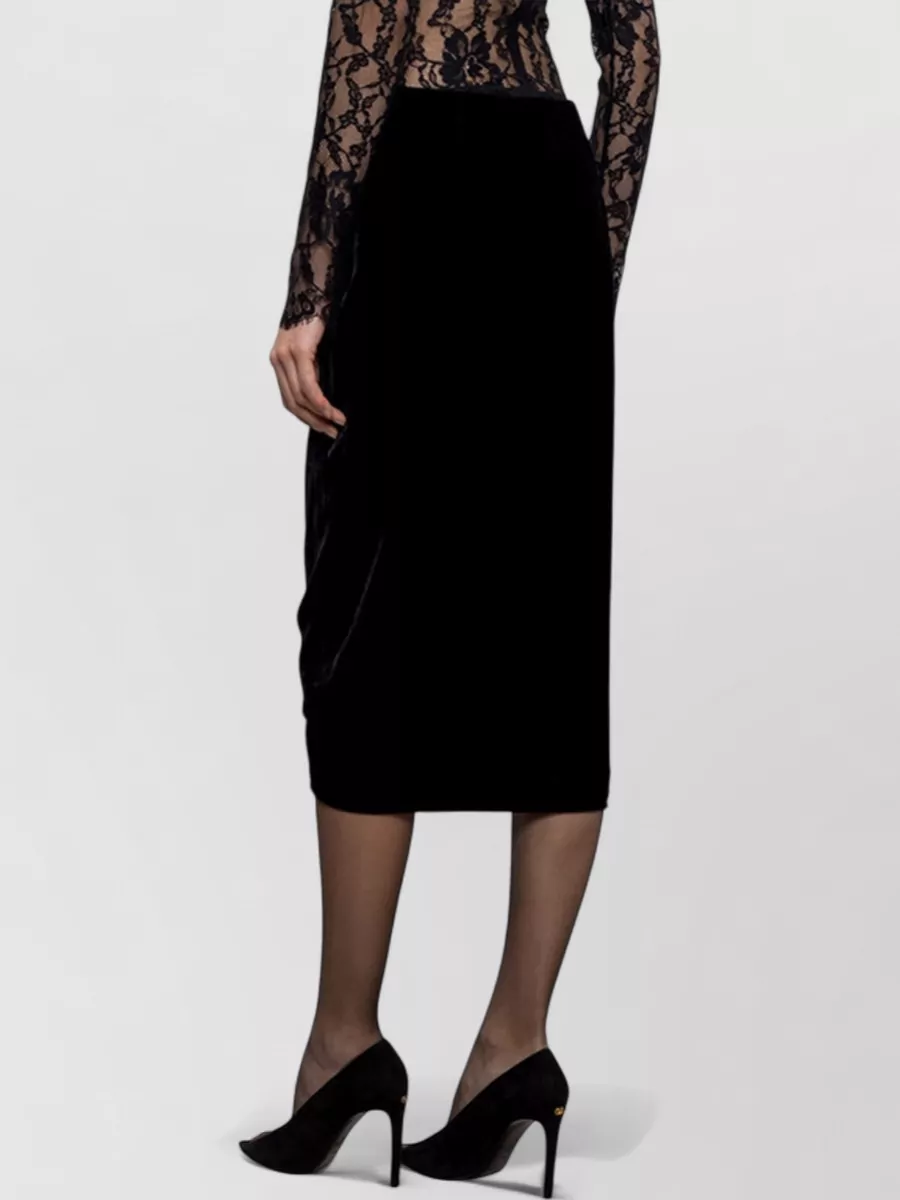 Valentino Velvet Draped Pencil Skirt